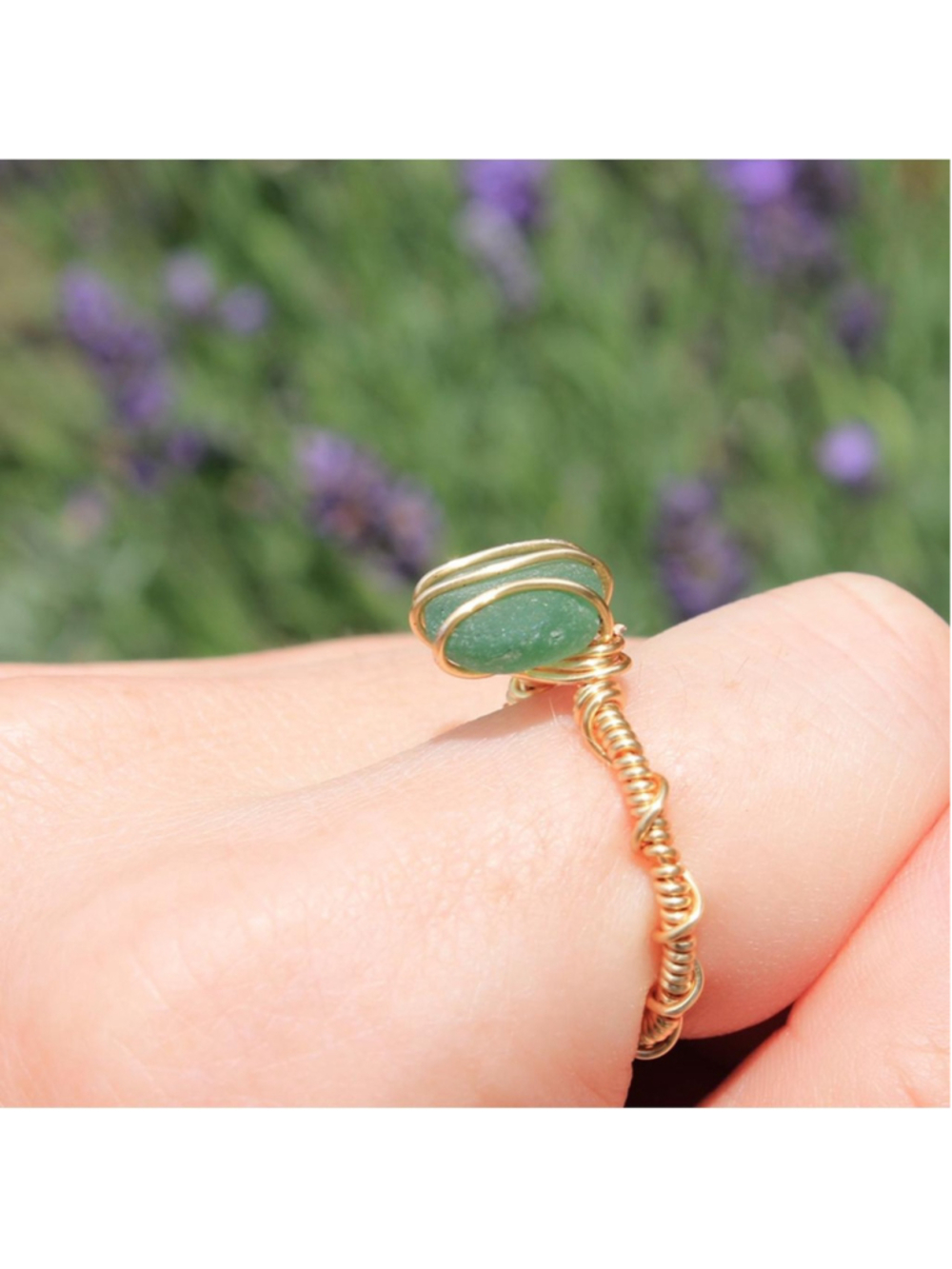 Handmade gold wire wrapped green seaglass ring 🌊💫
PM me with any questions ab